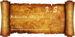 Kubicza Sára névjegykártya