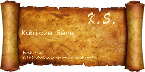 Kubicza Sára névjegykártya